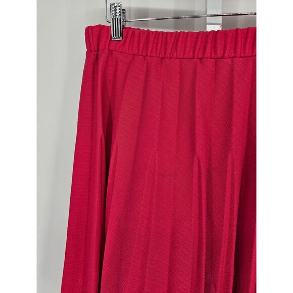 Ecco Petite Womens Sz XL Midi Length A Line Pleated Skirt Bright Pink - Picture 2 of 4